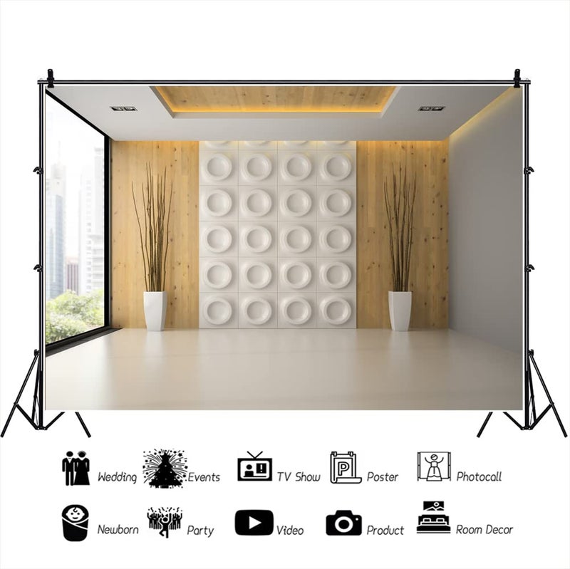 YongFoto 6x4ft Bright Business Office Backdrop French Window Work at Home Zoom Meeting Background Video Conferencing Backdrop Modern Office Decor Background - Image 2